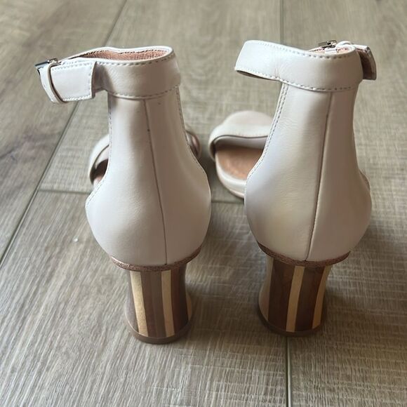 Jeffrey Campbell Ivory Leather Striped Sandal One Strap Heels - Picture 3 of 7